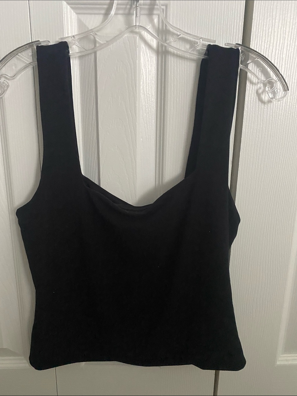 Leith Black Square Neck Crop Tank